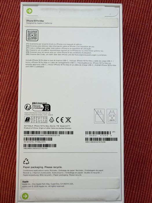 Iphone 18 pro max glaciar 1TB Selado