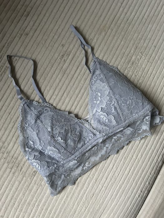 h&m braletka 75B błękitna niebieska koronkowa