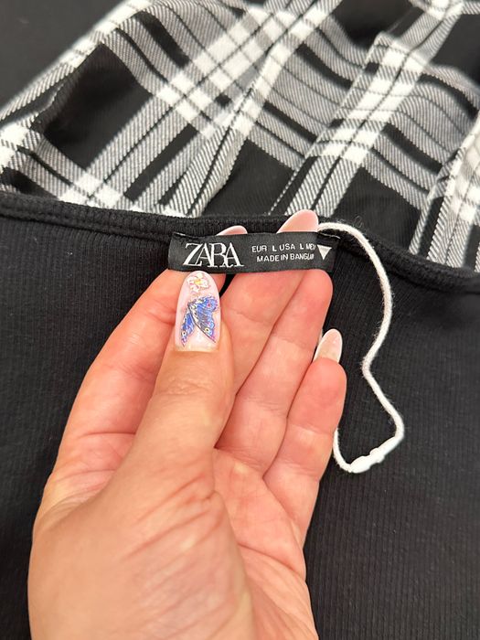 Zara новий топ з довгим рукавом у рубчик,кроптоп/лонгслів на завʼязках
