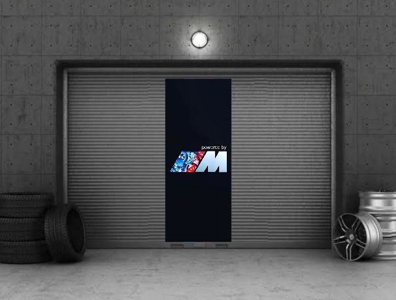 Baner plandeka BMW M Powered by 150x60cm mpower performance garaż