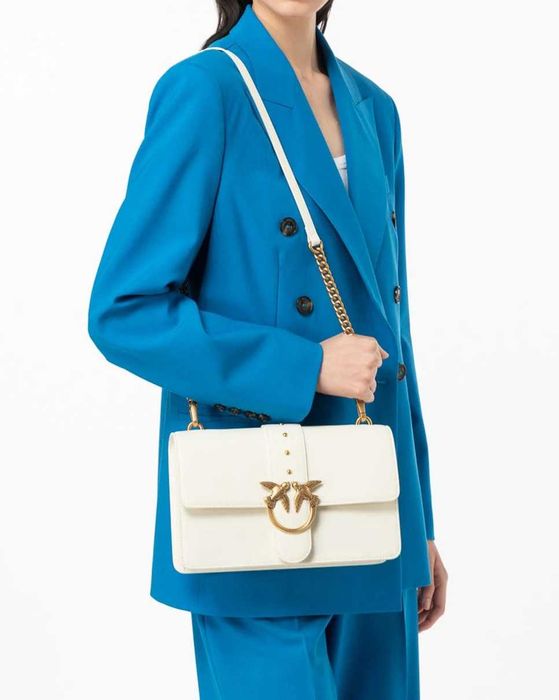 PINKO damska torebka listonoszka Love one Classic Icon biała/ecru