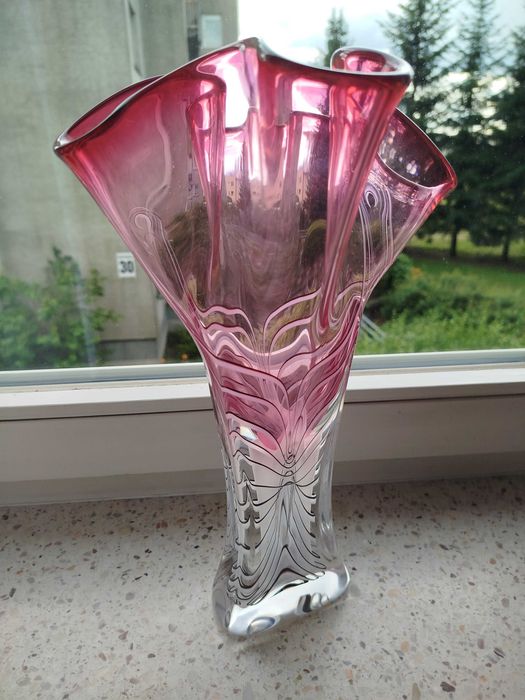 A. Jablonski Kryształowy wazon tzw. "Chusta", sygnowany, 32 cm