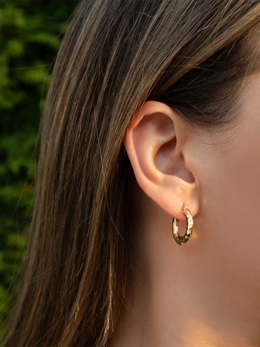 Złote kolczyki kółka młotkowane 19,5mm próba 585