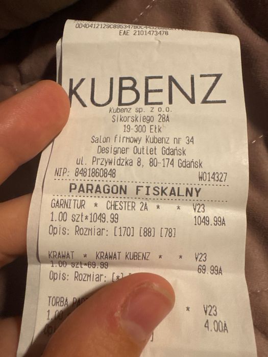 Garnitur męski kubenz