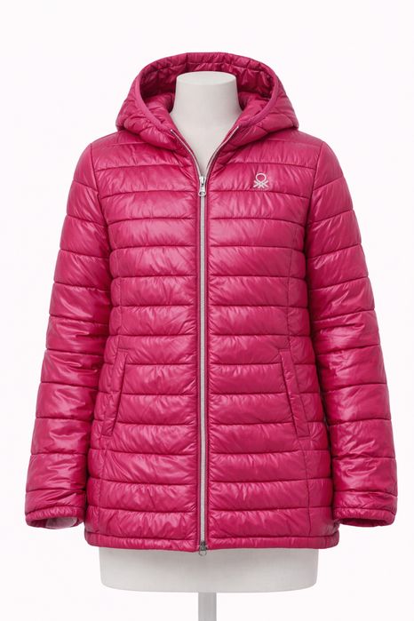 Casaco Benetton Menina Rosa 11/12 Anos – Acolchoado com Capuz