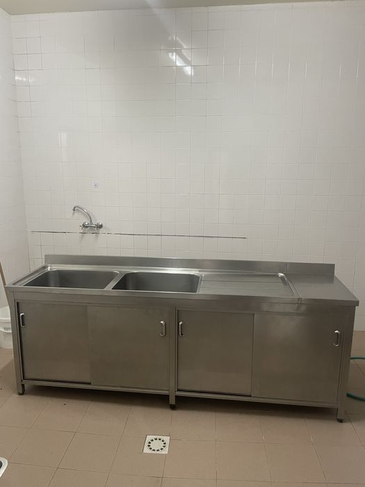 Bancada aço inoxidável - Pia dupla industrial