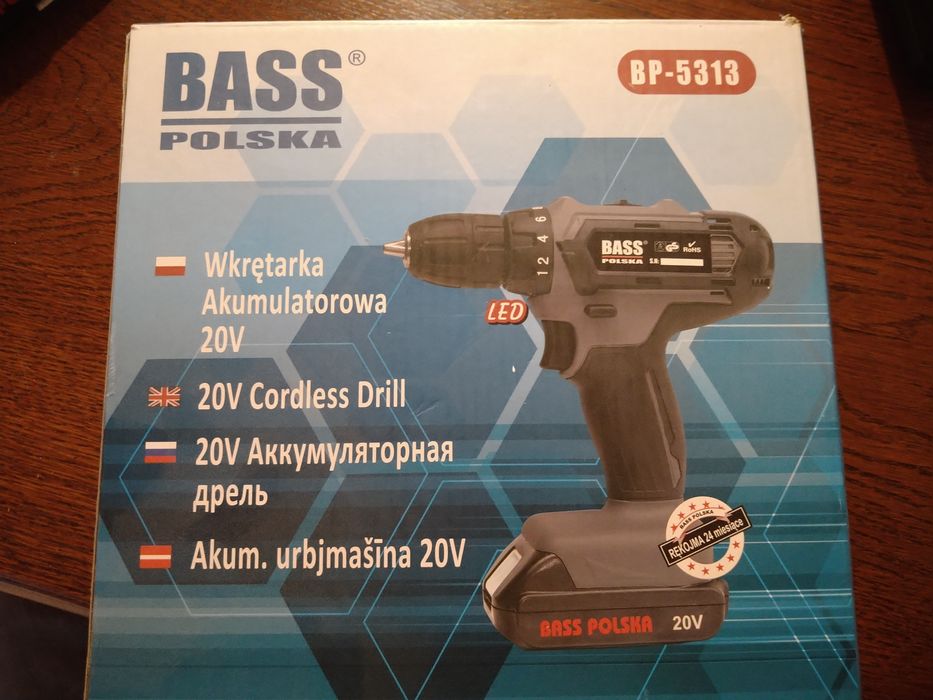 Wkrętarka aku 20V BassPolska + 2 BATERIE + ŁADOWARKA