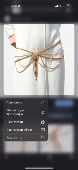 Ремінь золотий zara