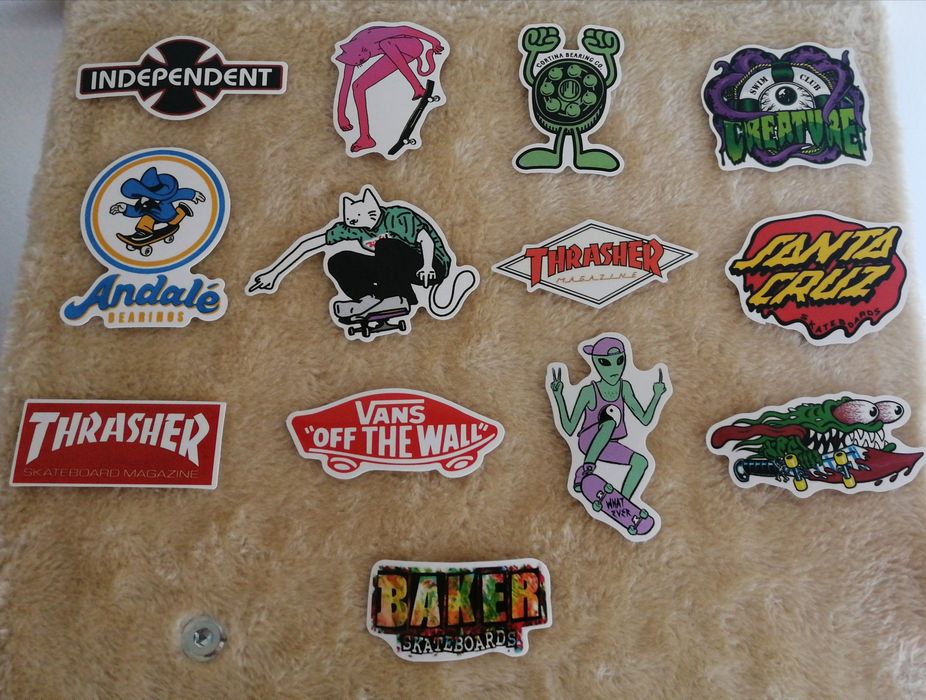 Set of 13 Vinyl Skateboard Stickers - Free Shipping via CTT within 48 Hours