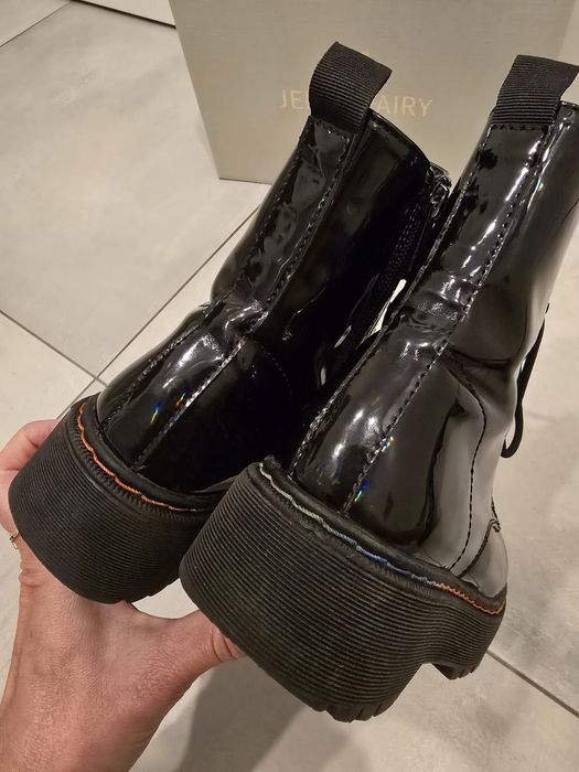 Workery glany trapery botki r.37 lakierowane połyskujące