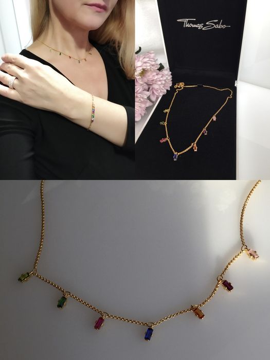 Знижка! Thomas Sabo срібне кольє позолочене з кристалами