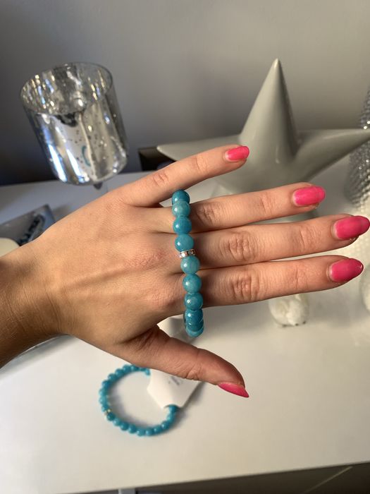 Bransoletka kamienie Jadeit niebieski w odcieniu morskim