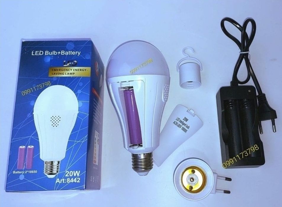 Cвітлодіодна LED лампа, 3 акумулятори, аварійна автономна лампочка