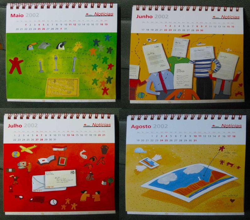 Calendário 2002 CTT em que cada Mês se Transforma num Postal