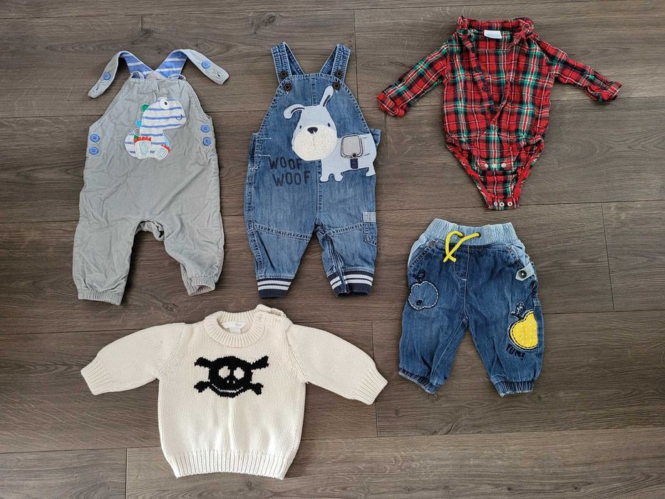 5szt paka ubrań rozmiar 68 chłopca wyjściowe Next ogrodniczki koszula