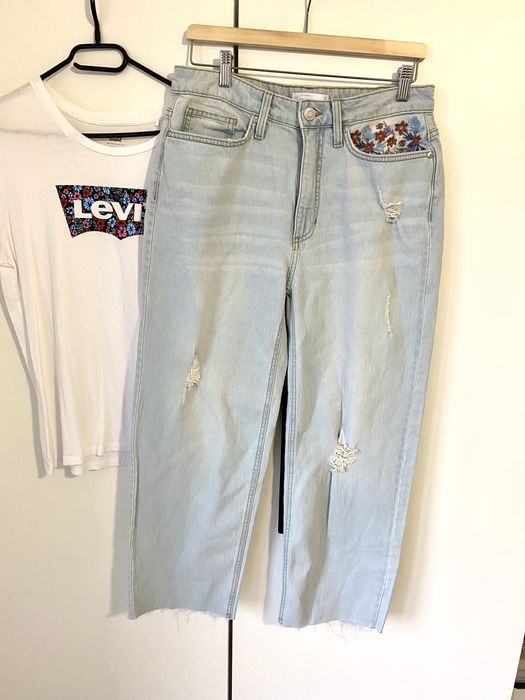 Haftowane spodnie dzinsowe r.M nowe