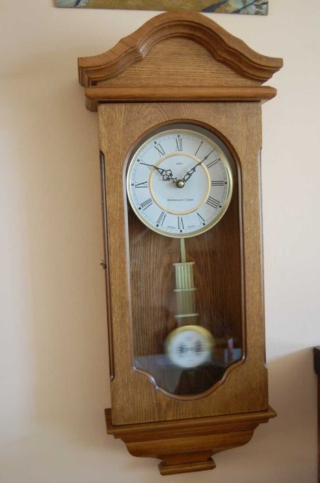 Drewniany zegar wiszący, ścienny Adler Westminster Chime.