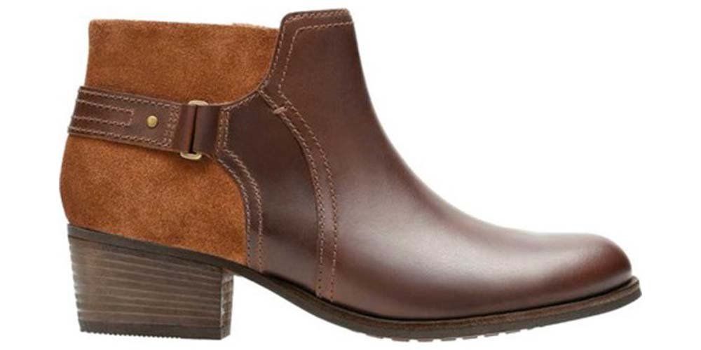 Clarks Botki Damskie - Maypearl Lilac - r 37 - Brązowe, Skóra, Zamsz