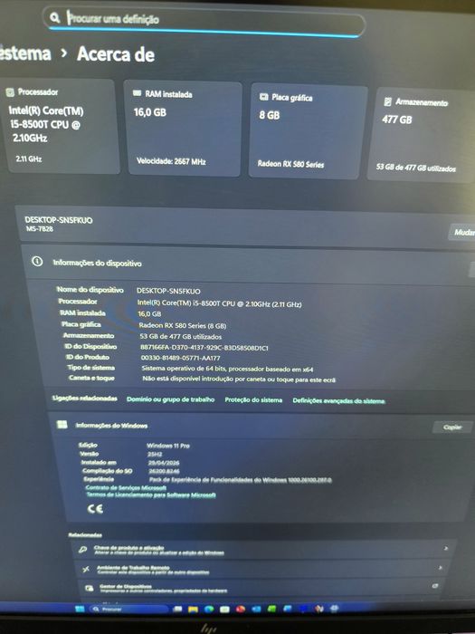 PC Gaming i5 8500 16GB RX 580 SSD 480 White Edition