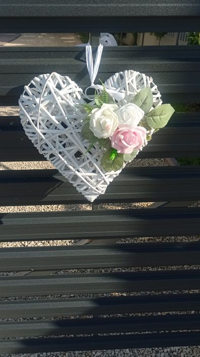 Dekoracja ślub, wesele Serca rattanowe