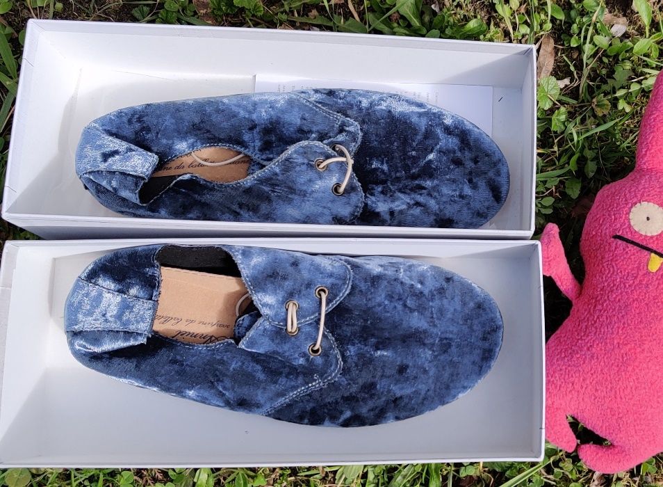 Anniel 38 nowe buty oksfordy welur velvet aksamit