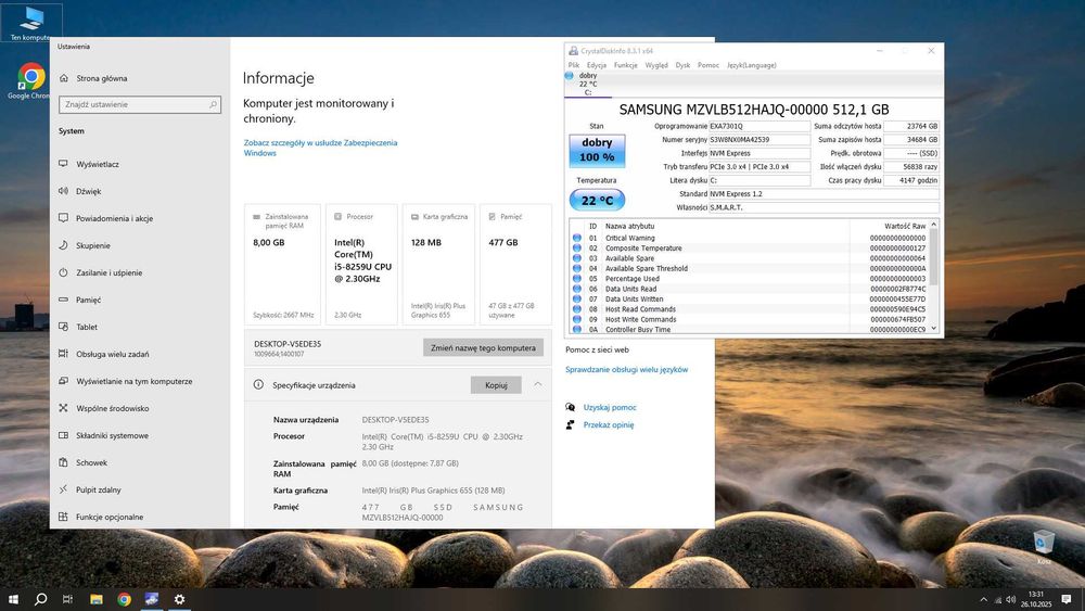 Monitor TERRA 24" FHD + INTEL NUC PC i5-8259U 4RDZENIE/8GB/512GB SSD