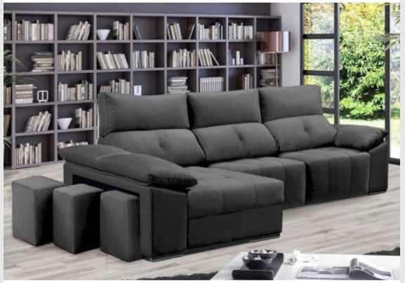 Sofá 2L + Chaise Long c/ Cama King Small (245x160cm) - Direto do Fabricante de Paços de Ferreira