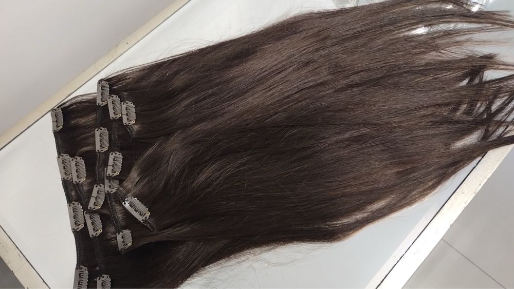 Wlosy naturalne clip in brazowe