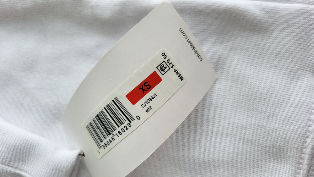 Платье-худи Calvin Klein Jeans, женский размер XS, белое, с длинными рукавами