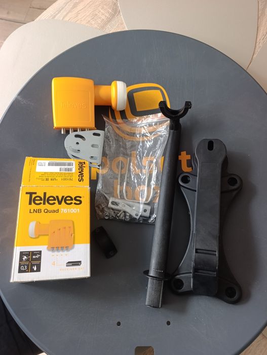 Nowa antena setelirna TV Polsat box + konwerter Televes  Quad 4 wyjścia