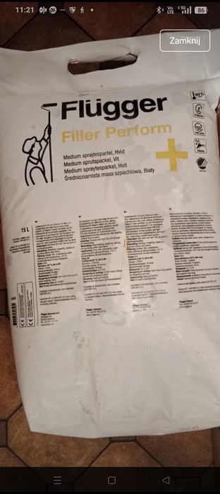 2 worki gładzi szpachlowej gotowej Flugger 2×15kg