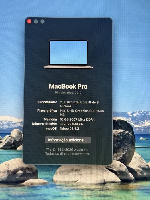 Apple Macbook Pro 16” - 2019 - Intel i9 8Core 2.3Ghz- 16Gb RAM - 1Tb SSD -