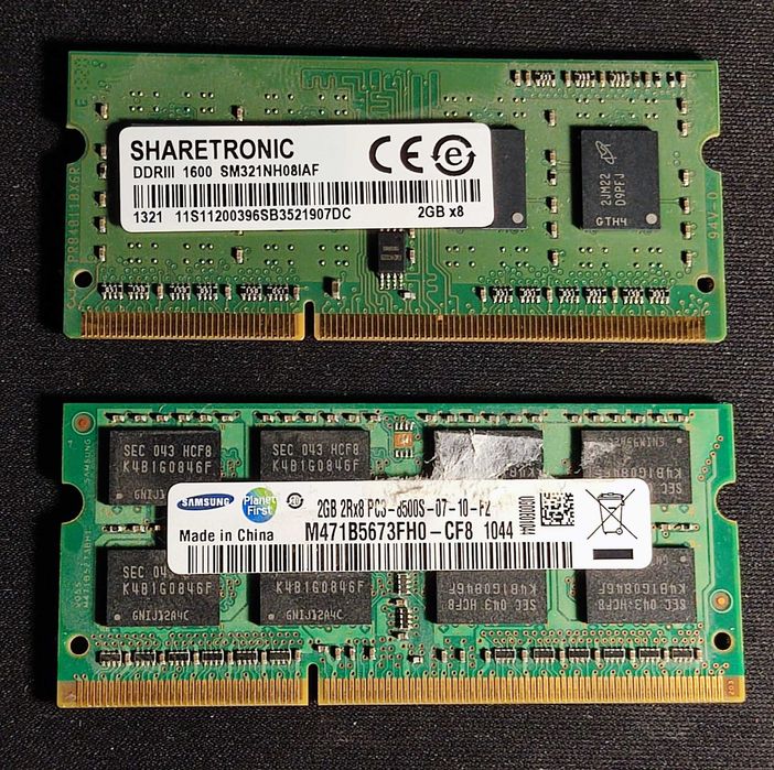 ОЗУ DDR3 SO-DIMM 2 + 2 гб. (4Гб) добре працювали на ноуті (комплект)