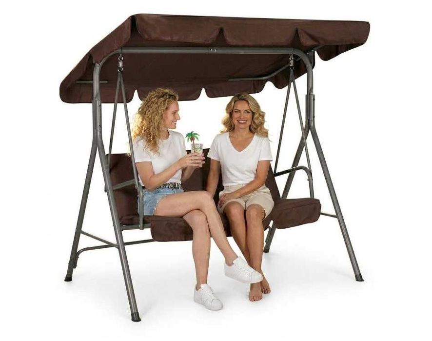 HUŚTAWKA OGRODOWA 3-osobowa bujana wolnostojąca - BRĄZOWA