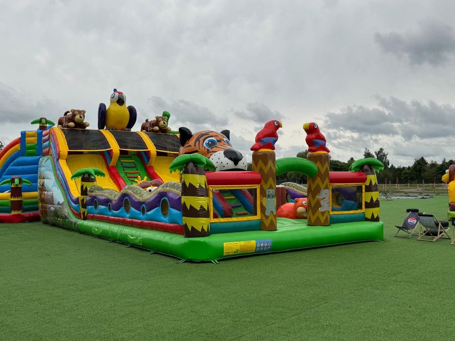 Dmuchaniec Tor Przeszkód Dżungla ze zjeżdżalnią AX-D-001 | 15m x 7 m x 7m | 1 sezon | Atest