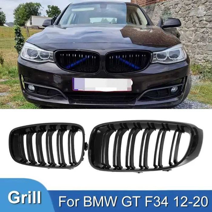 Решетка радиатора двойная BMW f34 цвет черный (комплект)
