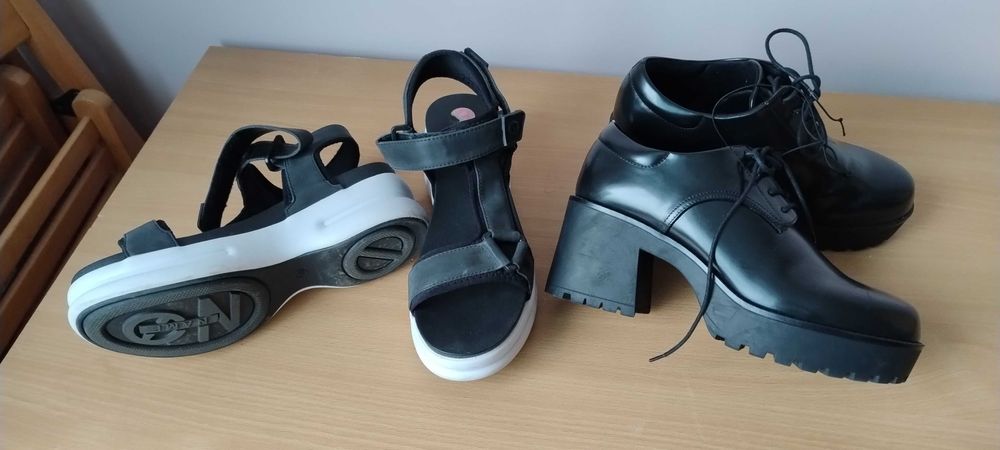 Nowe pantofle platformy MONKI i sandały żelowe 38
