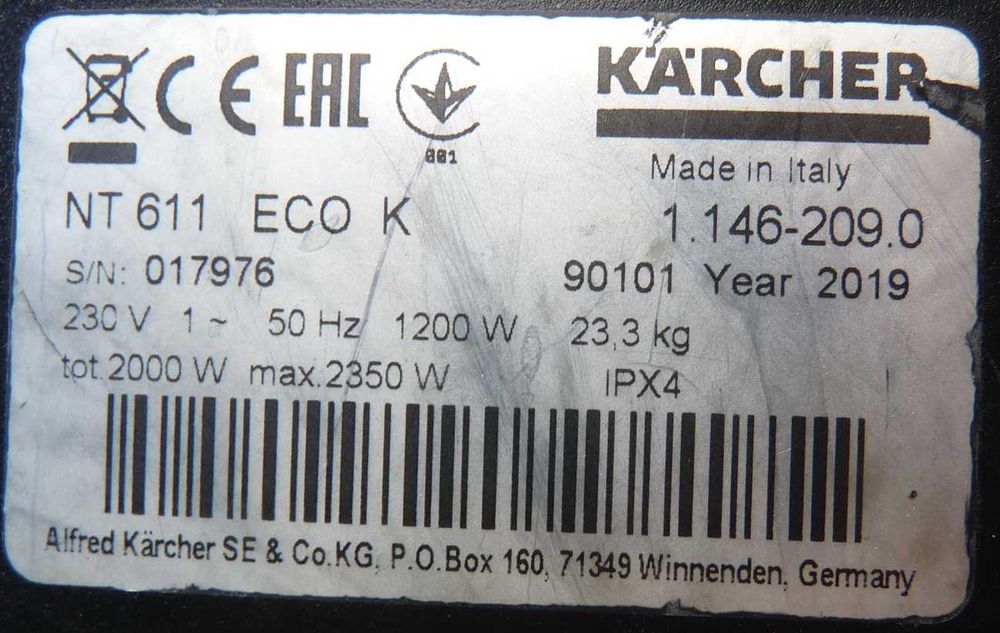 Odkurzacz przemysłowy Karcher NT 611K z pompą do wody