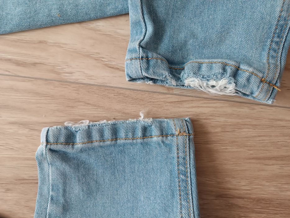 Niebieskie jeansy mom fit high waist wysoki stan S 36 pieces
