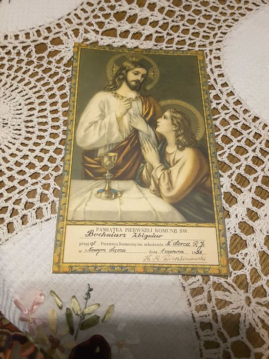 Stary obrazek Pamiątka Pierwszej Komunii Św. 1958