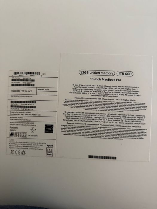 Uszkodzona Matryca do MacBook Pro 16 A2485 M1 16 cali , Spacegray