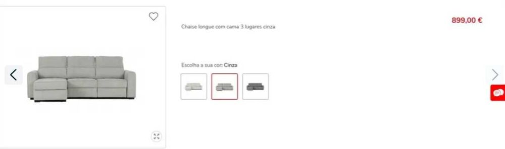 NOVO - Sofá chaise longe cinza claro