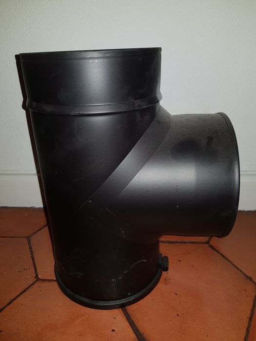 NOVO - Tubo inox + T com tampa para salamandra 150