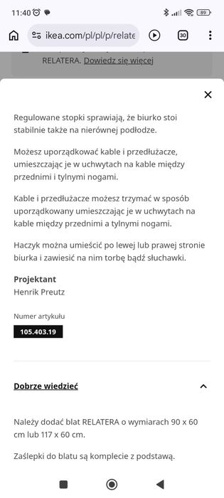 Stelaż podstawa biurka IKEA