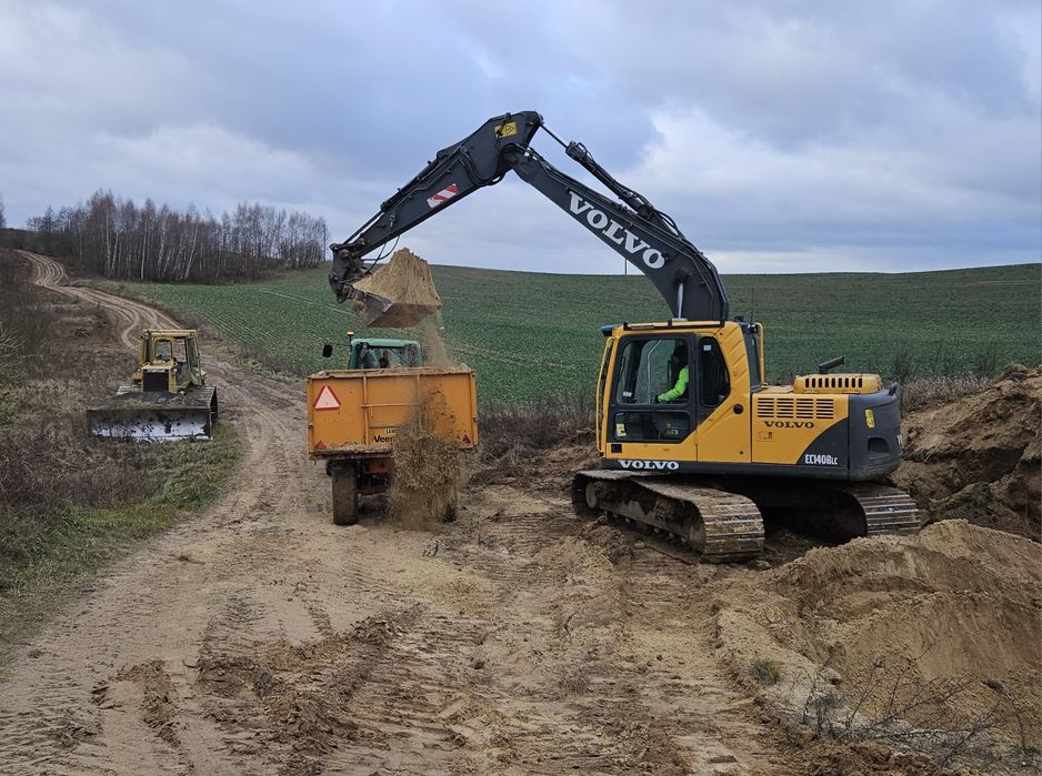 Ziemia piach żwir pospółka kamienie koparka wynajem koparko ładowarka