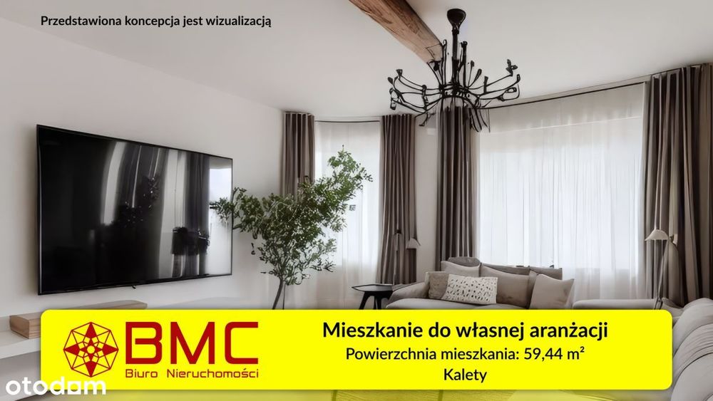 Mieszkanie 59m2 do własnej aranżacji w Kaletach
