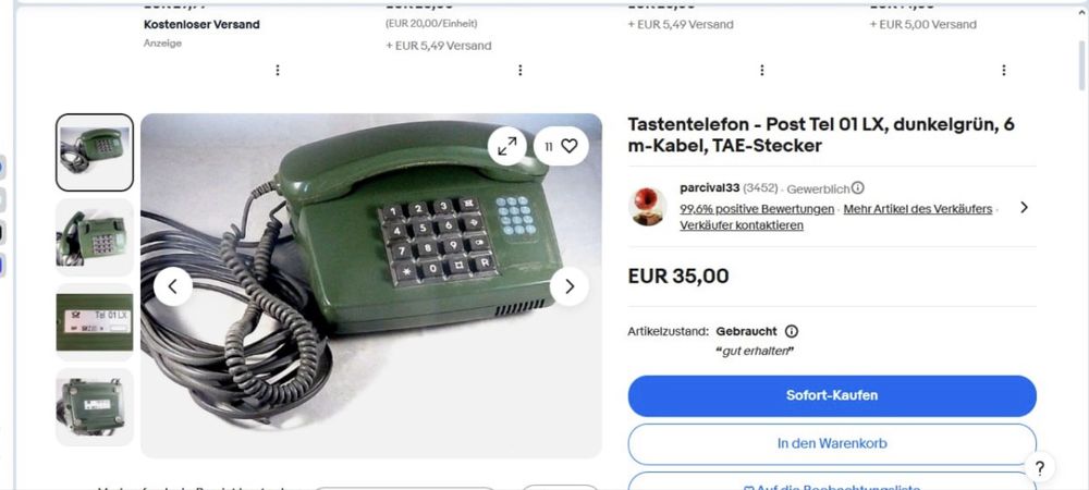 Стаціонарний ретро телефон з Німеччини, кнопковий