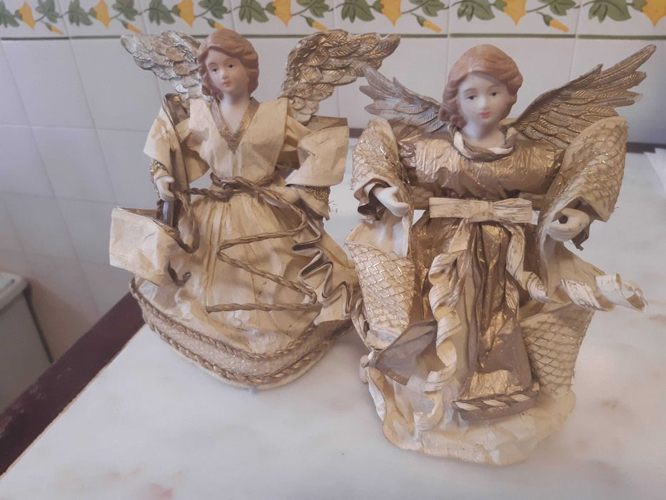 2 Anjos artesanato filipino, altura 21cm, como novos