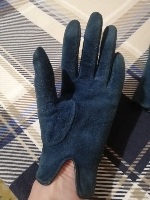 Жіночі шкіряні замшеві перчатки сині
