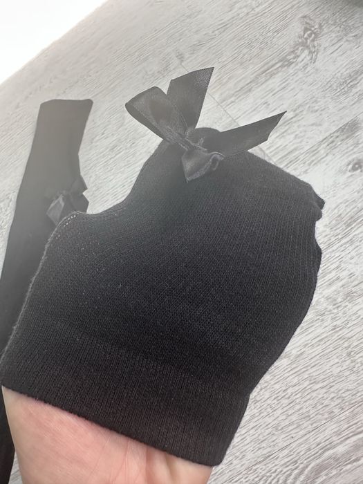 Czarne podkolanówki z kokardkami